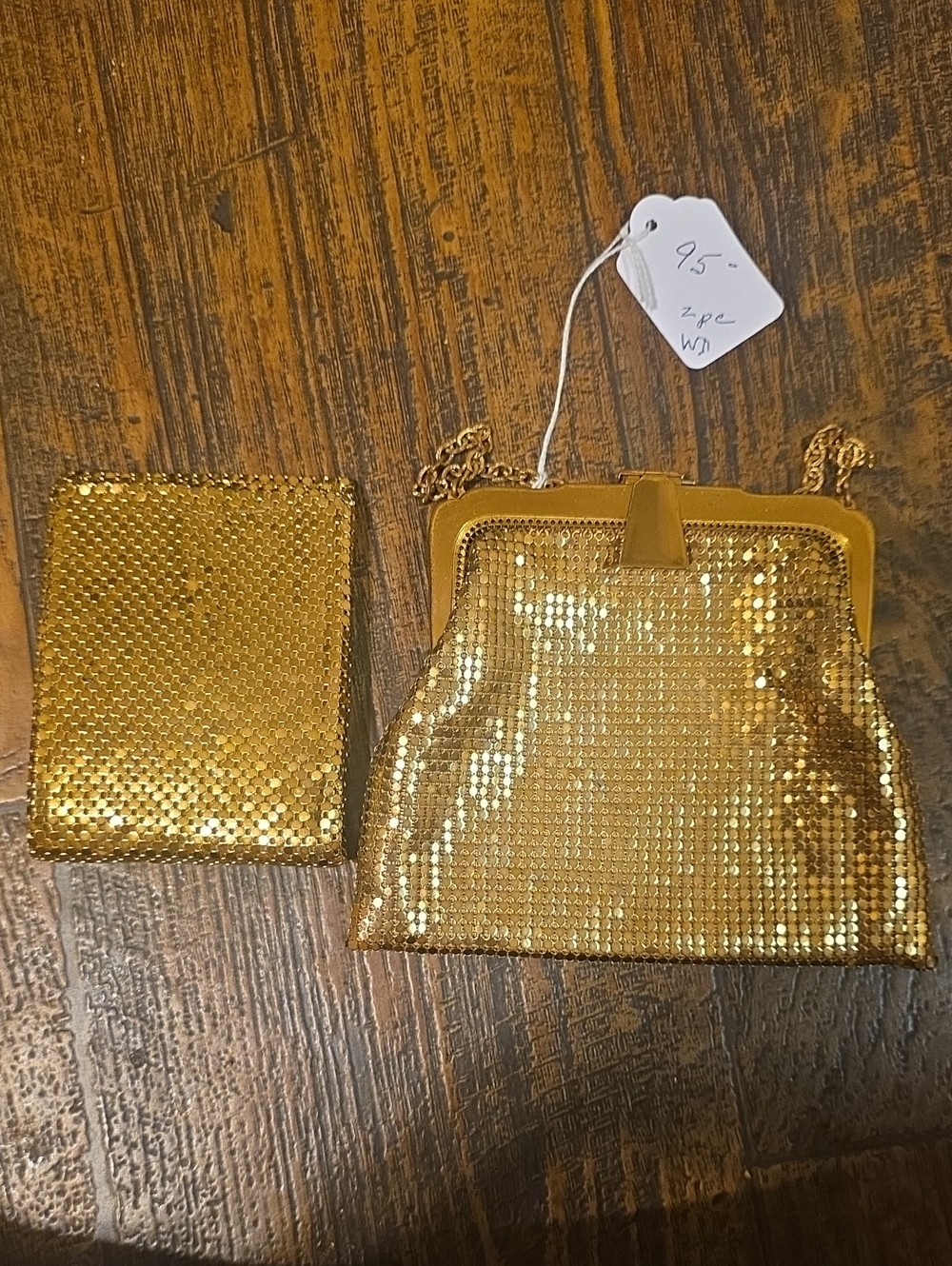 Whiting & Davis Gold Mesh Evening Bag with Matching Wallet